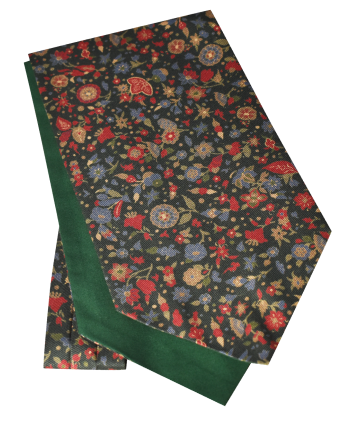 Fine Silk Flamboyant Floral Deign Cravat in Green